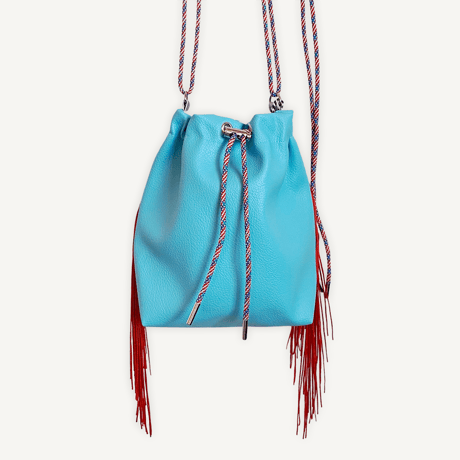“受注制作” Fringe Kinchaku "Turquoise×Red"