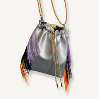 Fringe Kinchaku "Silver×Mix:Fluorescent Orange"