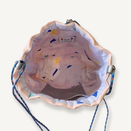 “受注制作” Fringe Kinchaku "L.Pink×Mix:Blue"