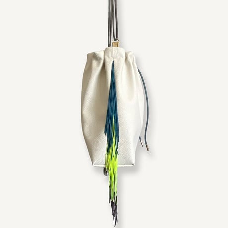 “受注制作” Fringe Kinchaku "Ivory×Mix:Green"