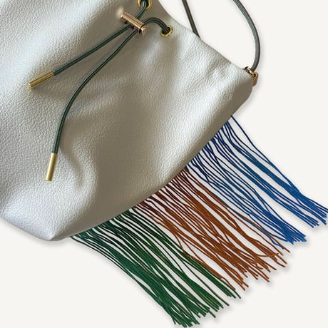 Fringe Kinchaku "Gray×Mix:Green"
