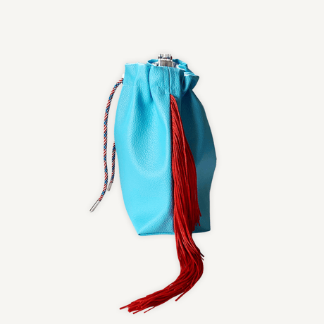 “受注制作” Fringe Kinchaku "Turquoise×Red"