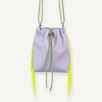“受注制作” Fringe Kinchaku "L.Purple×Fluorescent Yellow"