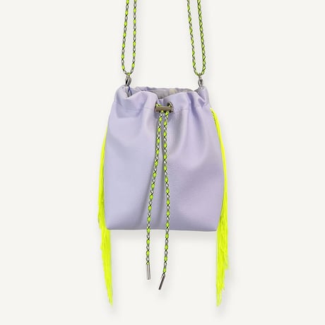 “受注制作” Fringe Kinchaku "L.Purple×Fluorescent Yellow"