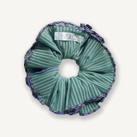 【MiKO】Big scrunchie "stripe/Green"
