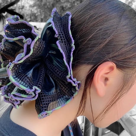 【MiKO】Big scrunchie "stripe/Green"