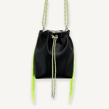 “受注制作” Fringe Kinchaku "Black×Fluorescent Green"