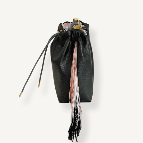 “受注制作” Fringe Kinchaku "Black×Pink Mix"
