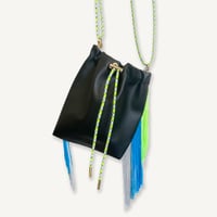 Fringe Kinchaku "Black×Mix:Fluorescent Green"