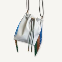 Fringe Kinchaku "Gray×Mix:Green"