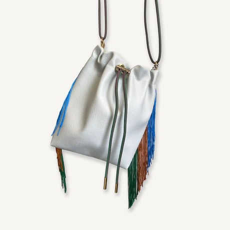 Fringe Kinchaku "Gray×Mix:Green"