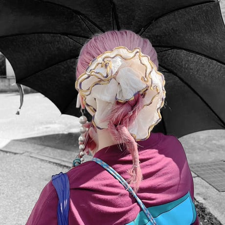 【MiKO】Big scrunchie "stripe/Green"