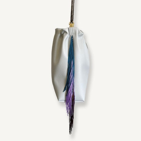 “受注制作” Fringe Kinchaku "Gray×Mix:Brown"