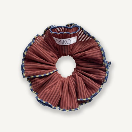 【MiKO】Big scrunchie "stripe/Brown"