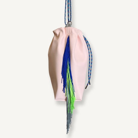 “受注制作” Fringe Kinchaku "L.Pink×Mix:Blue"