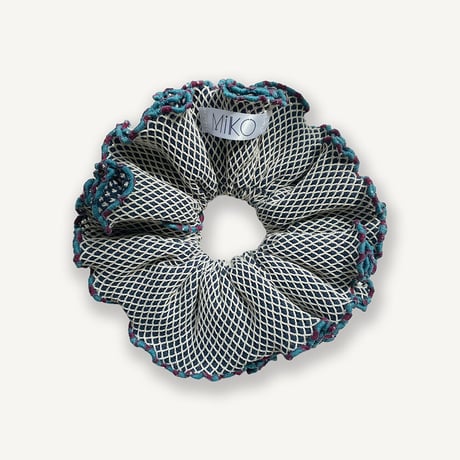 【MiKO】Big scrunchie "mesh knit/Chacoal"