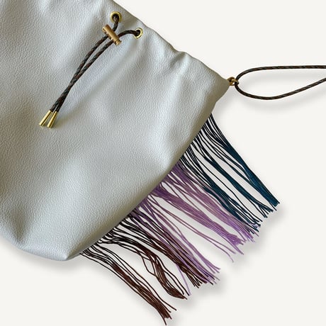 “受注制作” Fringe Kinchaku "Gray×Mix:Brown"