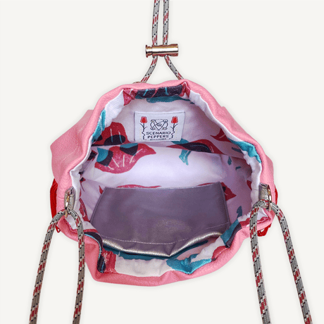 “受注制作” Fringe Kinchaku "Pink×Red"