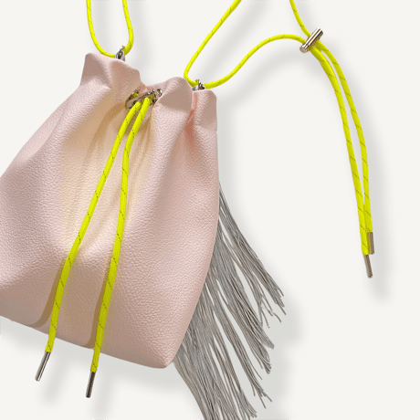 “受注制作” Fringe Kinchaku "L.Pink×Fluorescent Yellow"