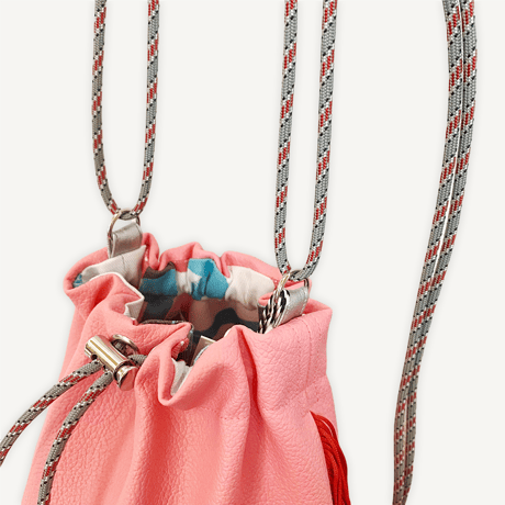 “受注制作” Fringe Kinchaku "Pink×Red"