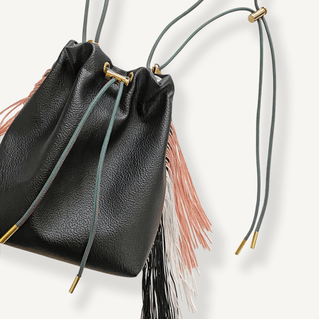 “受注制作” Fringe Kinchaku "Black×Pink Mix"