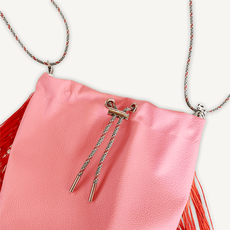 “受注制作” Fringe Kinchaku "Pink×Red"