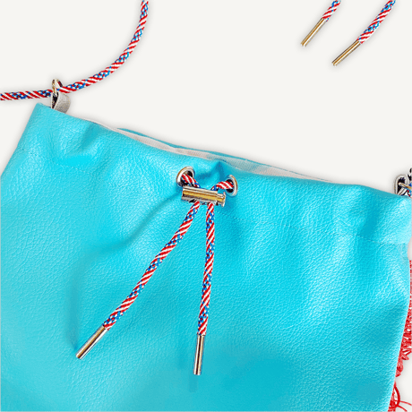 “受注制作” Fringe Kinchaku "Turquoise×Red"