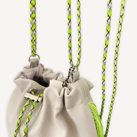 “受注制作” Fringe Kinchaku "L.Gray×Fluorescent Green"