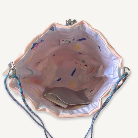 Fringe Kinchaku "L.Pink×Mix:Blue"