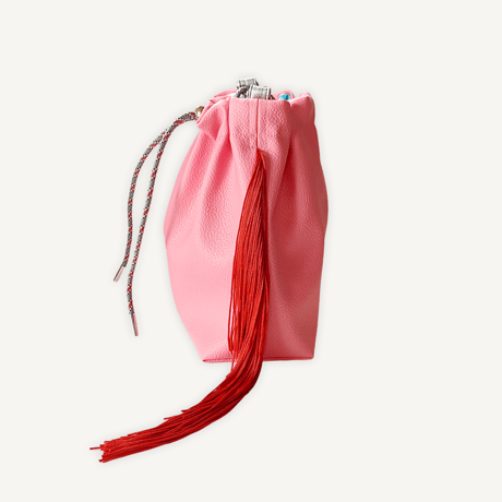 “受注制作” Fringe Kinchaku "Pink×Red"