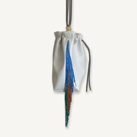 Fringe Kinchaku "Gray×Mix:Green"