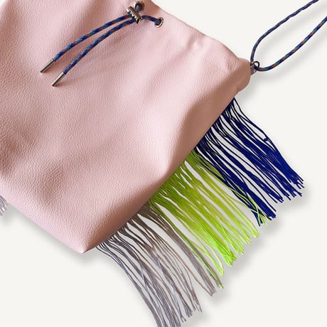 “受注制作” Fringe Kinchaku "L.Pink×Mix:Blue"