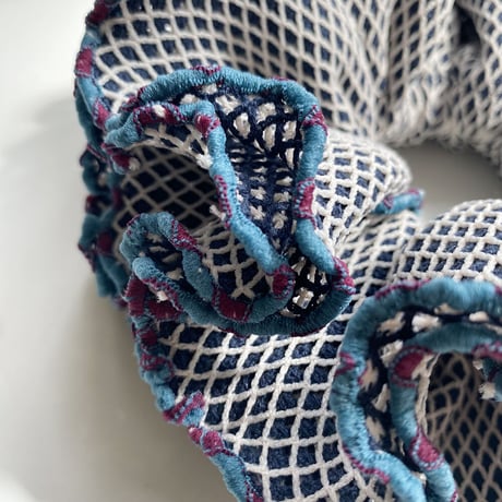 【MiKO】Big scrunchie "mesh knit/Chacoal"