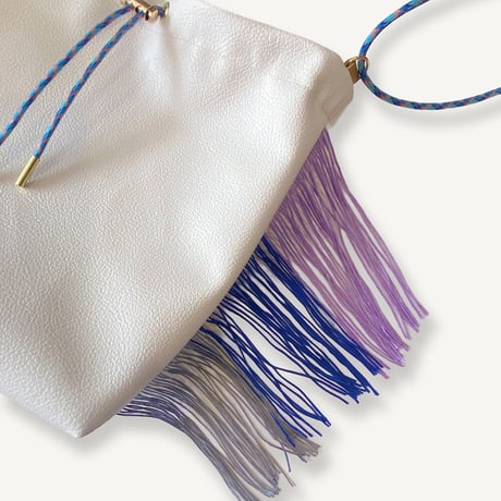“受注制作” Fringe Kinchaku "Ivory×Mix:Blue"