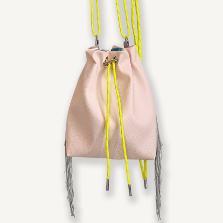 “受注制作” Fringe Kinchaku "L.Pink×Fluorescent Yellow"