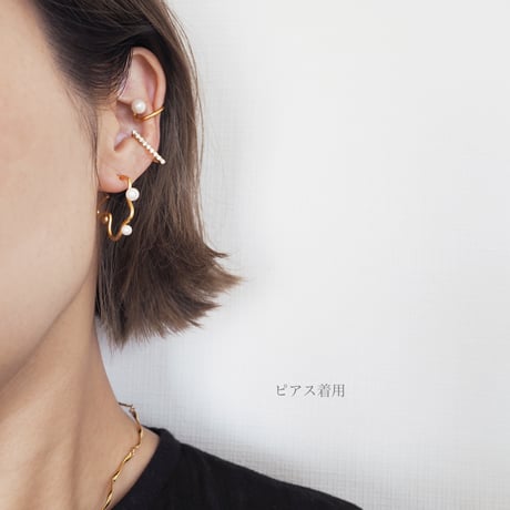ドローイングドットパールフープピアス・イヤリング