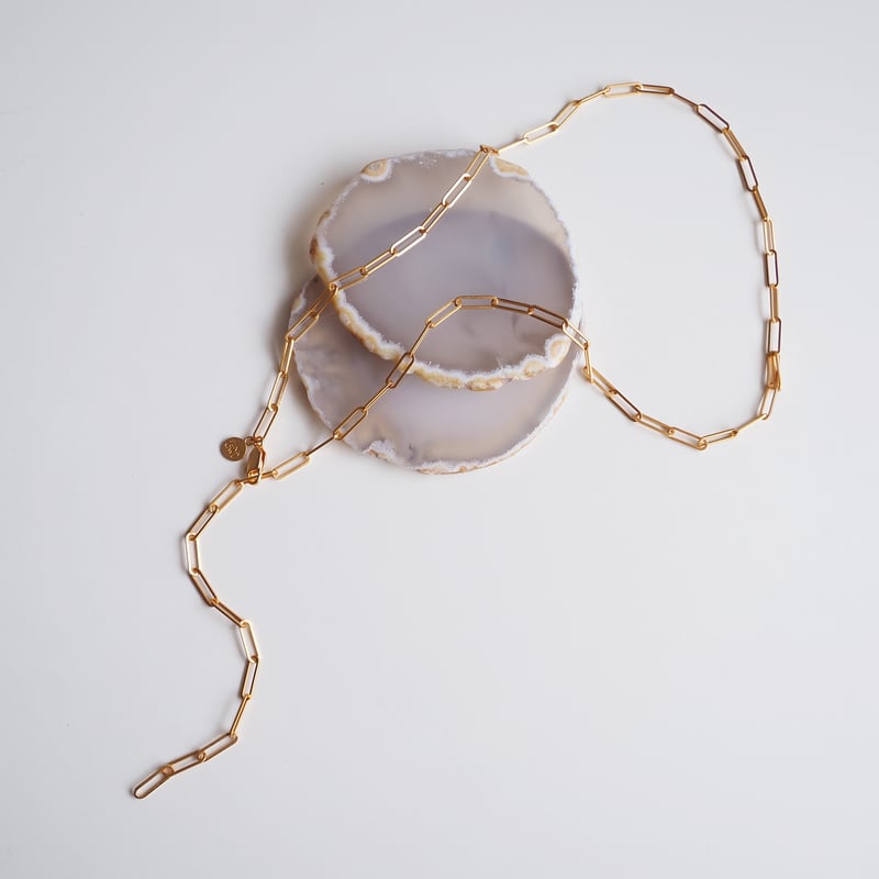 8面カット　Wブルーチタン　ロングネックレス k8t-2255top.jpg