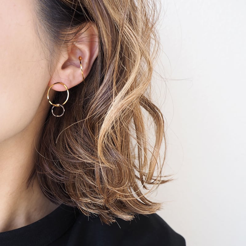 ツートンダブルリングピアス・イヤリング | Pink Owl Bijou ツートンダブルリングピアス・イヤリング | Pink Owl Bijou