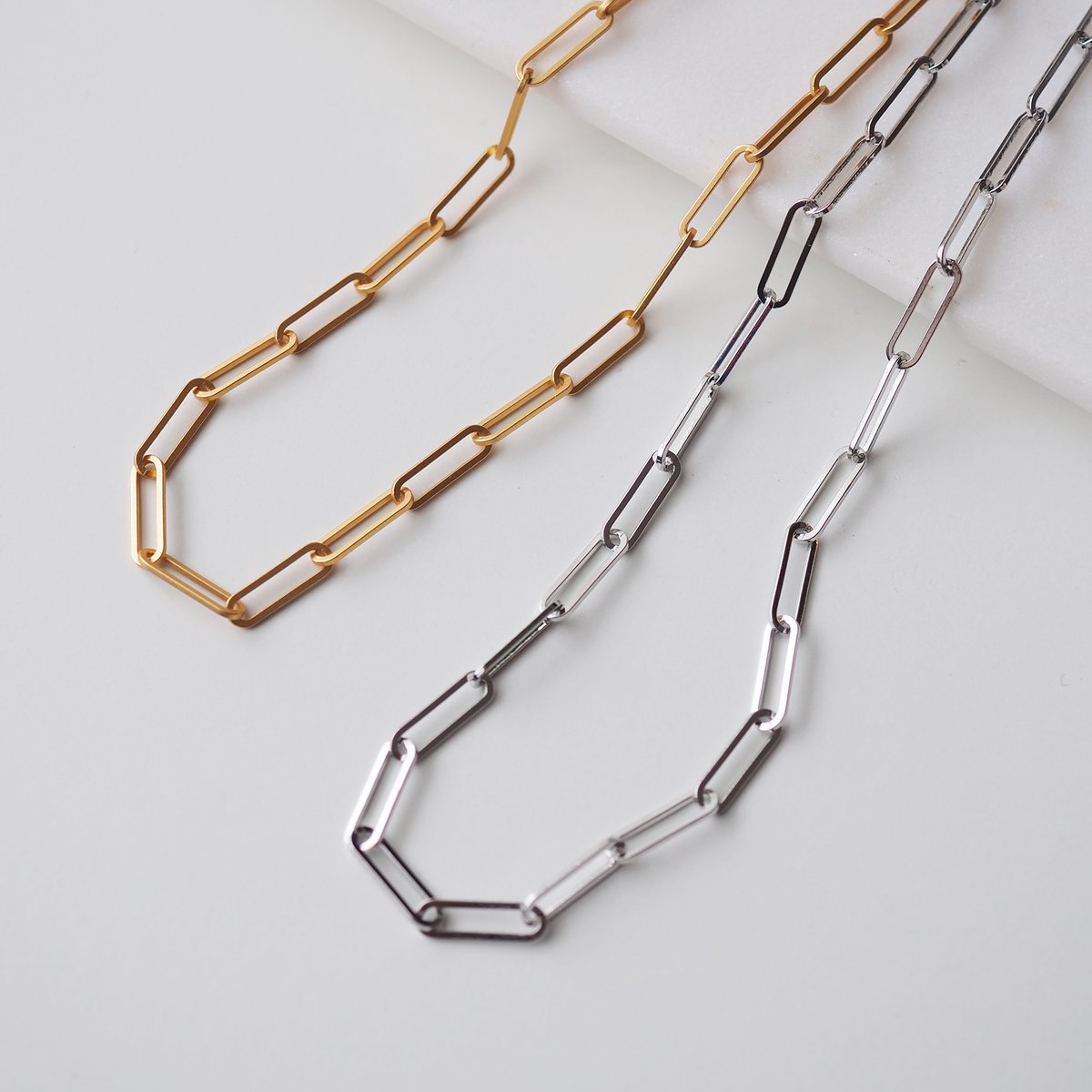 ブロックチェーンロングネックレス | Pink Owl Bijou