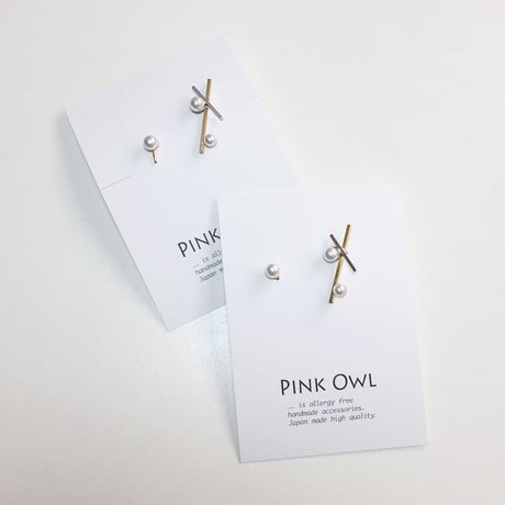 ツートンクロスパールピアス・イヤリング