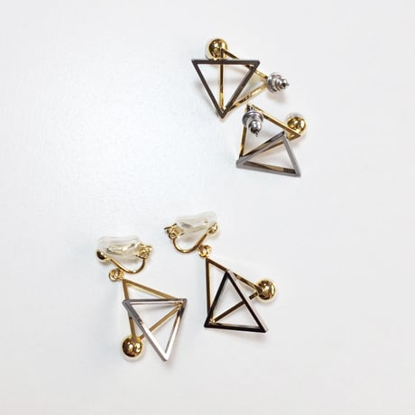 SALE ツートンサンカクパールイヤリング