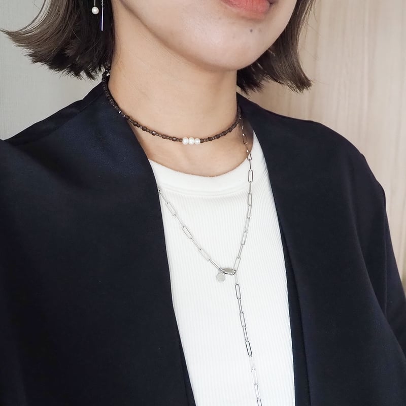 ブロックチェーンロングネックレス | Pink Owl Bijou