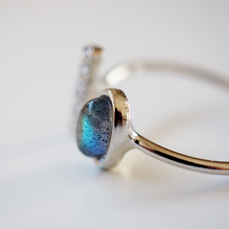 本物紫陽花❤️スワロ使用♪シルバーリングのキラキラヘアピン❤️ シルバー925 キラキラリング ストーンリング gold 18KGP