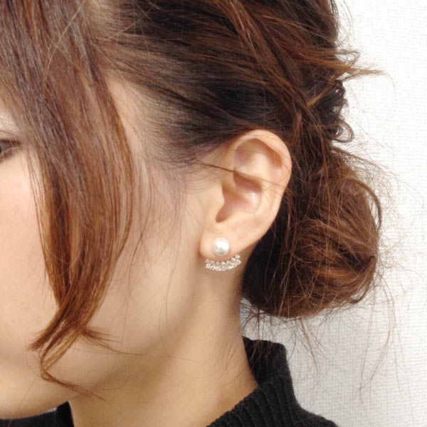 ネレイド ピンクのパンジーとパールのイヤリング アンダーレインボーパールピアス/イヤリング | Pink Owl Bijou