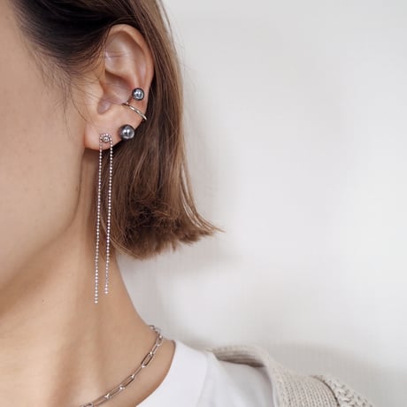カットボールロングチェーンピアス・イヤリング