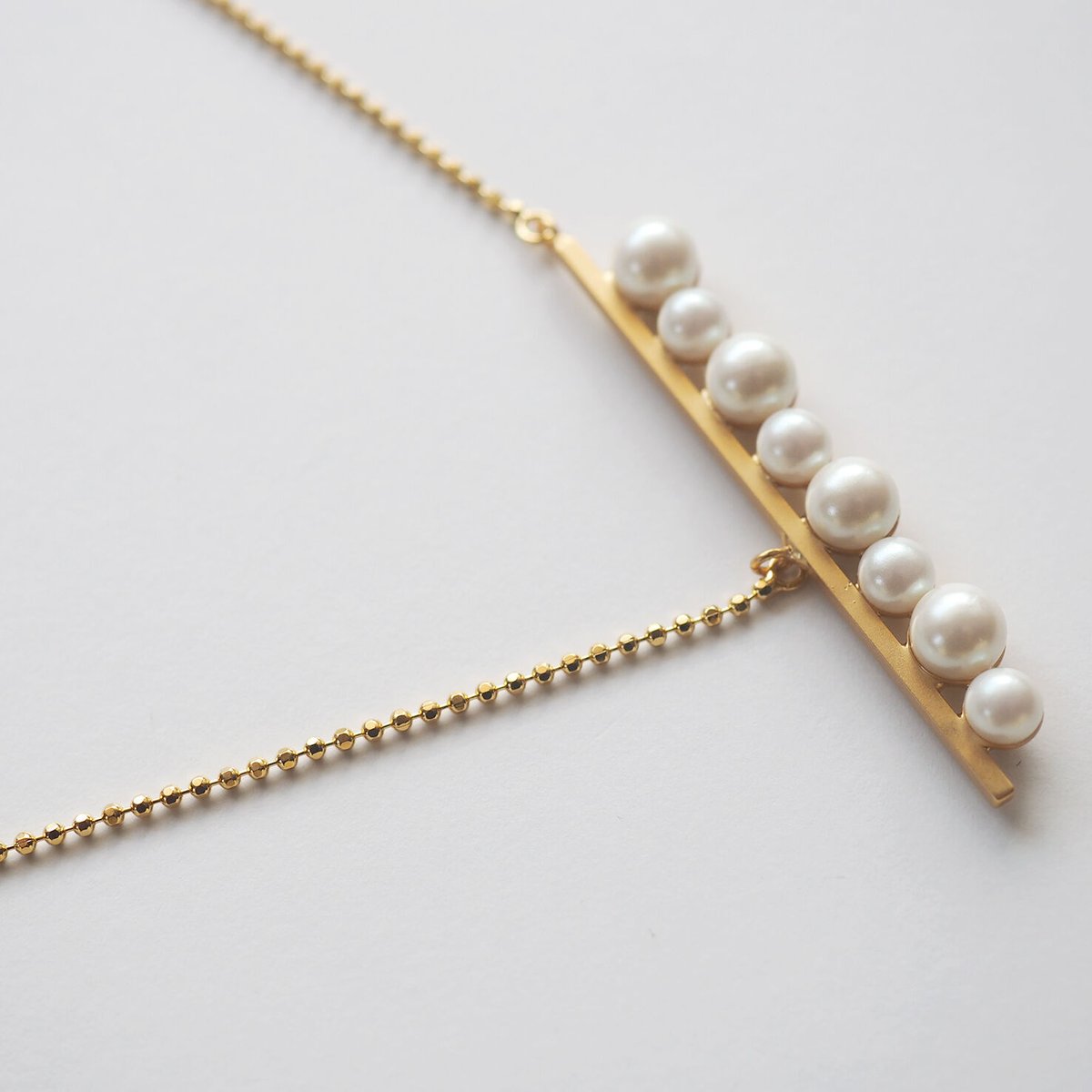 パールバーアシンメトリーネックレス | Pink Owl Bijou