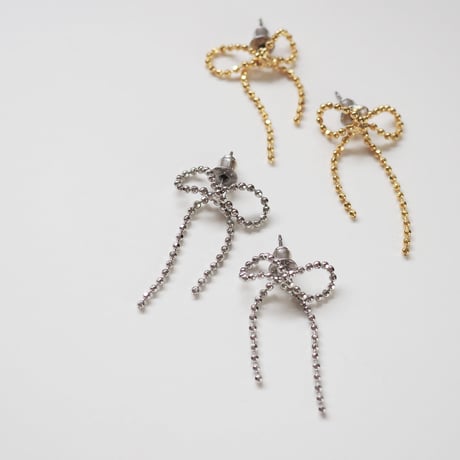 カットボールリボンピアス・イヤリング