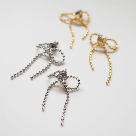 カットボールリボンピアス・イヤリング