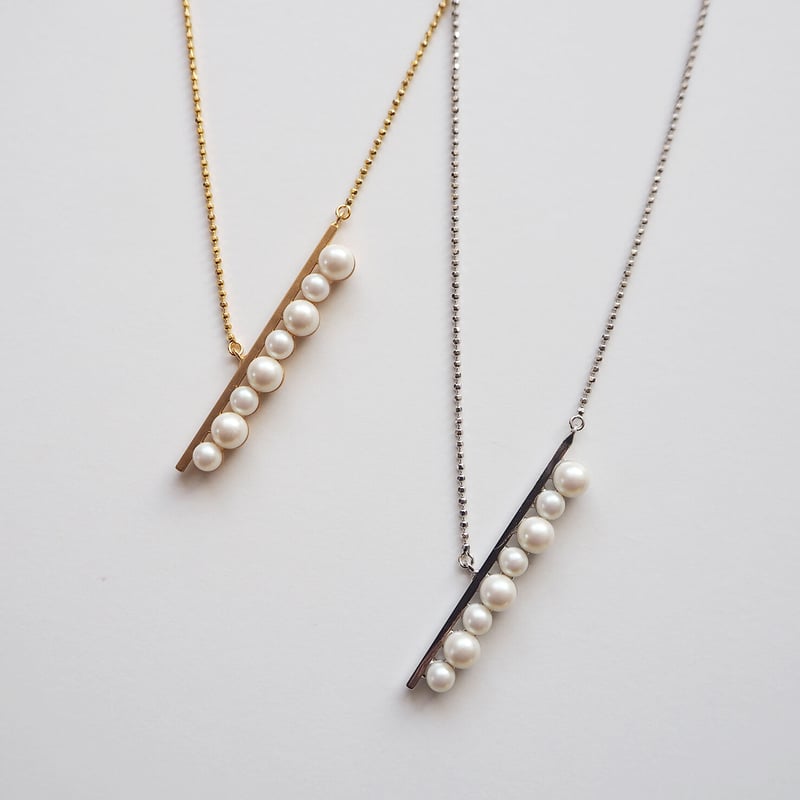 パールバーアシンメトリーネックレス | Pink Owl Bijou