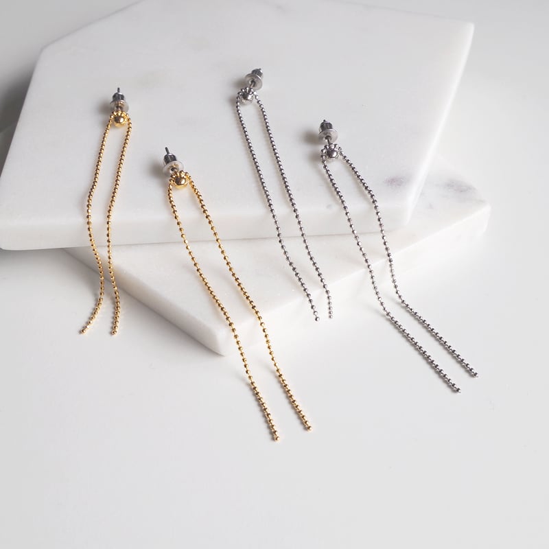 カットボールロングチェーンピアス・イヤリング | Pink Owl Bijou